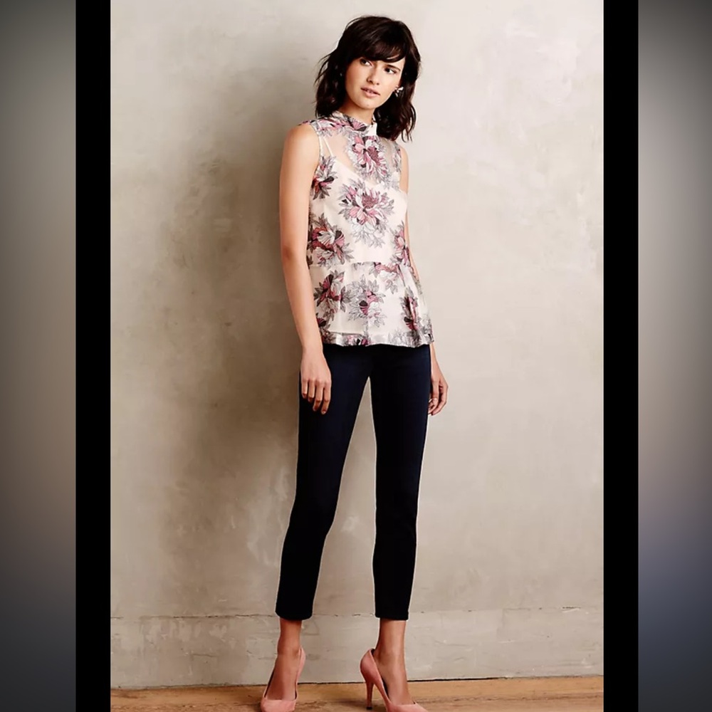 Moulinette Soeurs Chic Floral‎ Sleeveless Blouse Pink and Gray Size 2